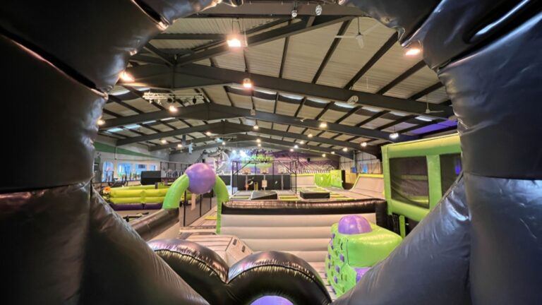 View from inflatable slide at Trampolining Bicester